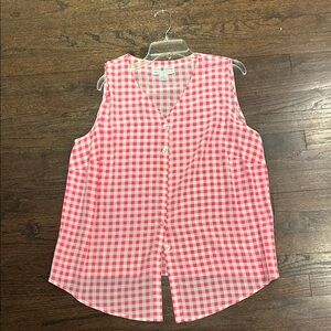 Real Clothes Saks Fifth Avenue Women’s Pink Gingham Sleeveless Top Size 2X